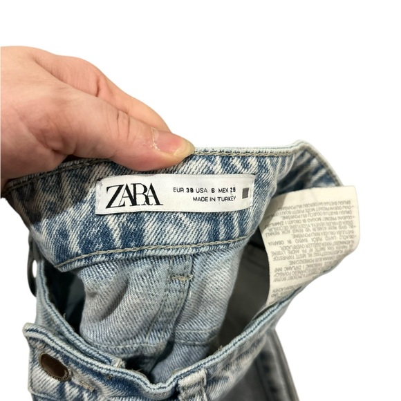 Zara women’s High Rise Button Fly Straight Light Wash ripped Denim jeans SZ 6 - Picture 5 of 5